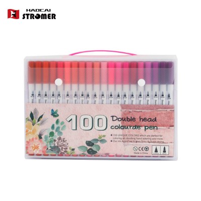 Top Sales Educational 100color Watercolor Brush Color Marker Pen Set Water Based Water Color Marker in Case Package