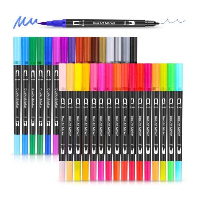 Amazon Hot Sale Drawing Painting Watercolor Art Marker Pens,  Dual Tip Brush Marker Pens Set Art Markers